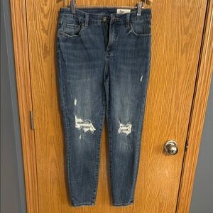 Dark Wash Distressed Skinny Jeans